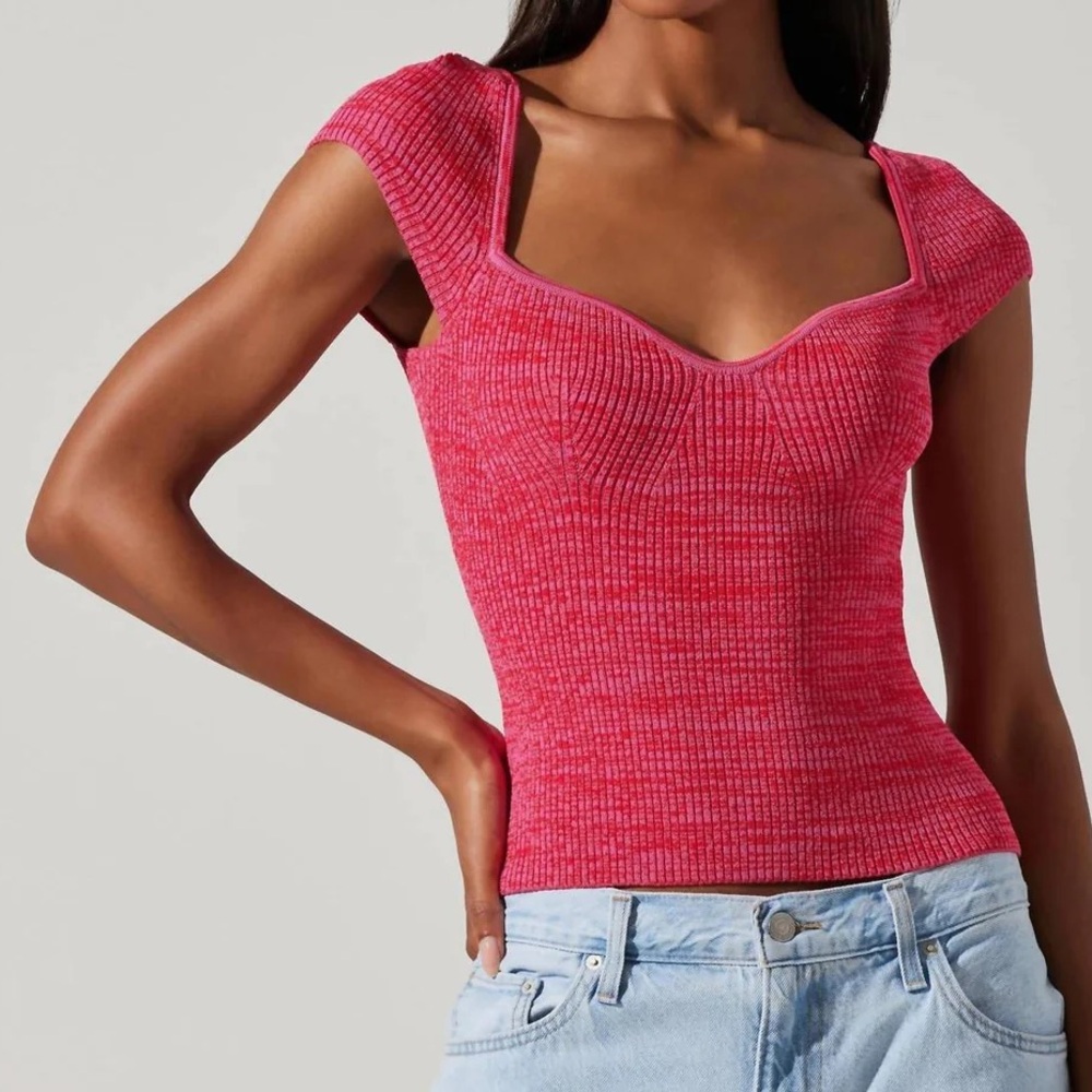 ASTR the Label Pink Ribbed Corset Top